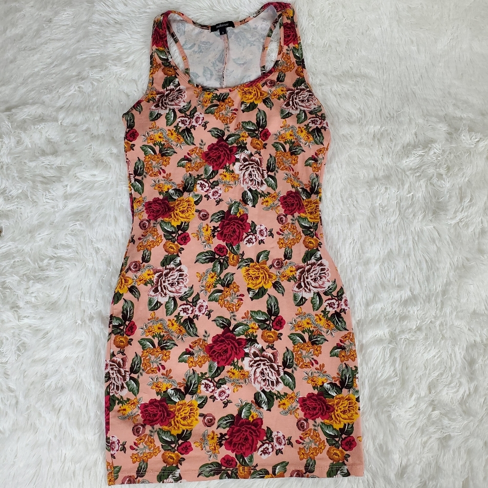 Ambiance Floral Bodycon Mini Racerback Dress Small